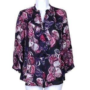 Karl Lagerfeld-Purple &Pink flowers blouse-S (NWT)